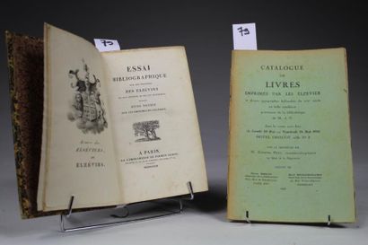 null [BERARD] - ELZEVIER : Essai Bibliographique sur les éditions des Elzevirs les...