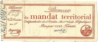 null Assignats: Promesse de Mandat Territorial. 100 Francs. An 4. Série V n°31358....