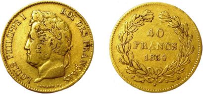 null Louis Philippe 1er. 40 Francs 1834 A. Gad. 1106, 302513 ex. TTB+