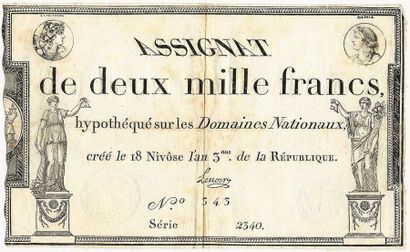 null Assignat de 2000 Francs. 18 Nivose An 3. Série 2340. N°343. Rare (R2). TTB