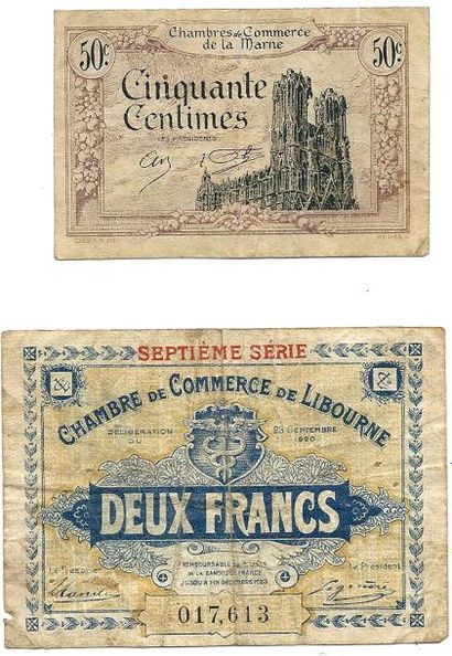 null Billets: 2 billets des Chambre de Commerce: CDC de Libourne 2 Frs, 7e série...