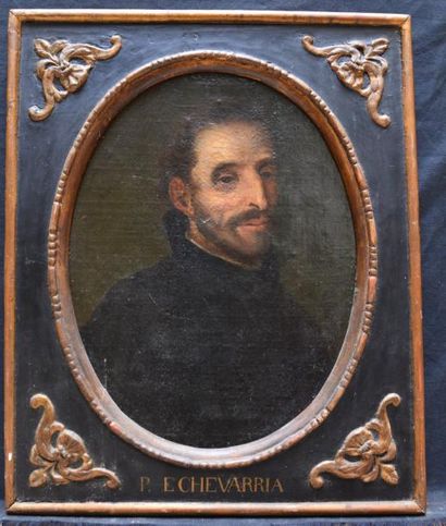 null ECOLE FRANÇAISE DU XVIIème 

Portrait du Père Echeveria 

Toile à vue ovale...