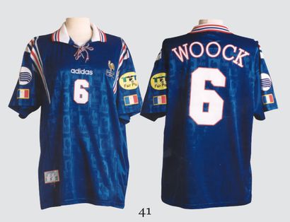 null Elodie WOOCK n°7. Maillot de l’équipe de France Féminine pour l’Euro 1997 en...