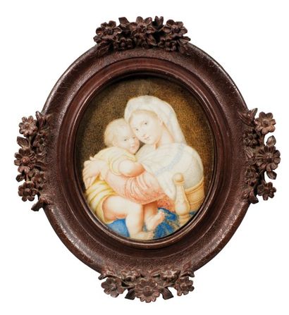 null ECOLE ITALIENNE DU XVIIIÈME

D'APRÈS RAPHAEL

La Vierge à la chaise. 

Miniature.

12...