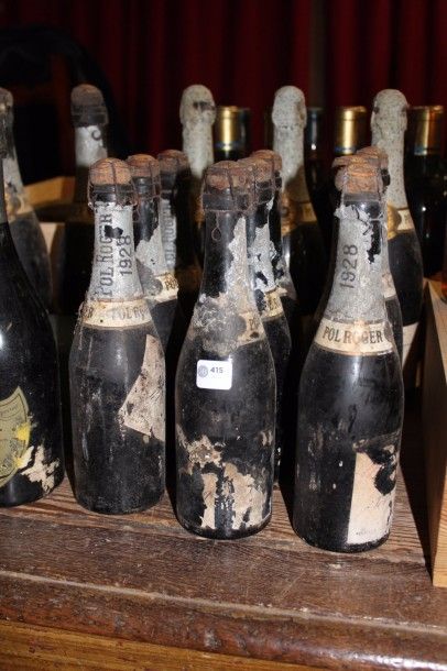 null 415 / 1928 - Pol Roger, Champagne - 9 demies B/lles - étiquettes sales 