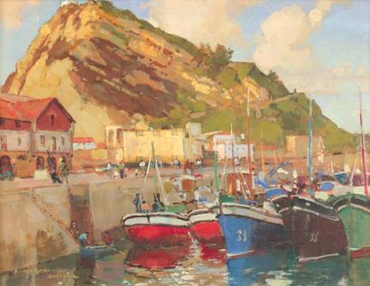 null François Maurice ROGANEAU

(1883-1973) 

Le port, Guetaria

Huile sur panneau,...