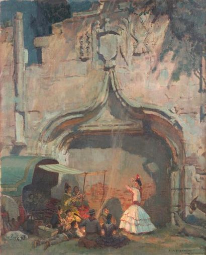 null François Maurice ROGANEAU

(1883-1973)

Bohémiens devant l’arc de Santa Cruz

Huile...