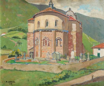 null Albert Greig (1913-1997) 

L'église de Bidarray

Huile sur panneau, signée enbas...