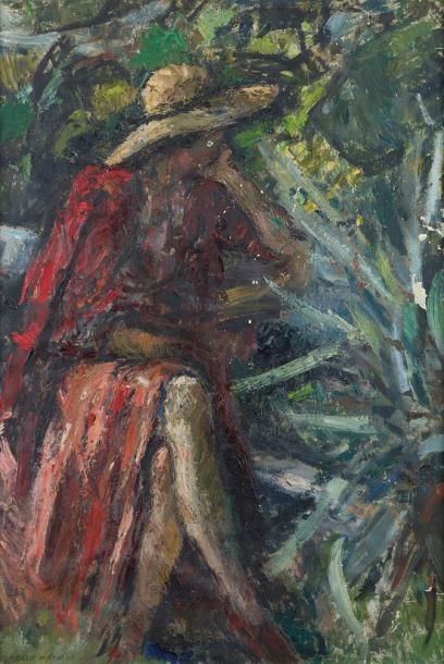 null Roger MATHIAS (1884-1971) 

Femme au jardin

Huile sur toile contrecollée sur...