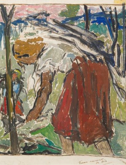null Roger MATHIAS (1884-1971)

Femme ramassant du bois

Gouache et encre, 

signée...