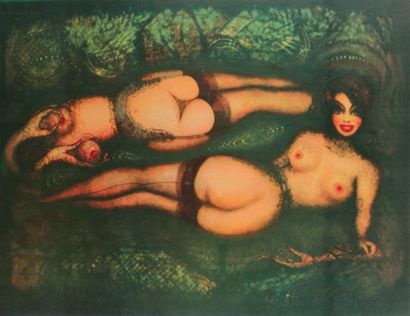 null Pierre MOLINIER (1900-1976) 

Deux nus

Lithographie couleur, épreuve d'essai...