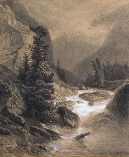 null Amédée BAUDIT (1827-1890)

Torrent des Pyrénées

Fusain à rehaut de craie blanche...