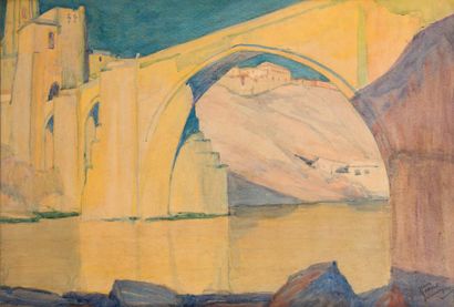 null Jean Gabriel DOMERGUE (1889-1962)

Le pont d'Alcantara à Tolède

Aquarelle,...