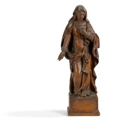 null Figure de Vierge en noyer sculpté. XVIIIème siècle. Haut.: 29 cm
