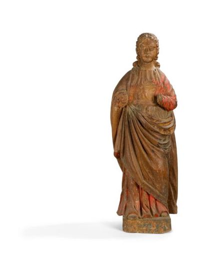 null Figure en bois sculpté anciennement polychrome figurant une Sainte

XVIIIème...