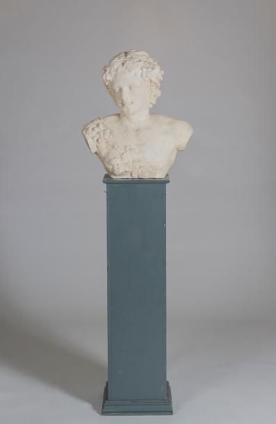 null Buste en pierre sculpté figurant un Roi Indigène, 

XIXème siècle (accidents...