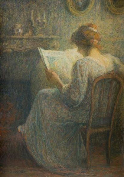 null Joseph CASTAING,

(1860-1918),

La liseuse,

Pastel, signé en bas à gauche.

67...