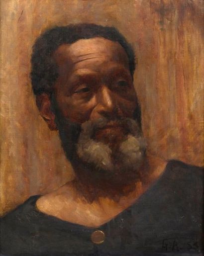 null ECOLE XIXème siècle,

Portrait d'homme barbu,

Huile sur toile, signée des initiales...