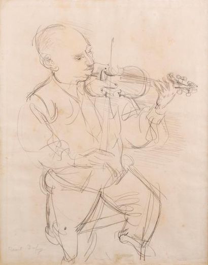 null Raoul DUFY (1877-1953),

Le violoniste 

Dessin au crayon noir, signé en bas...