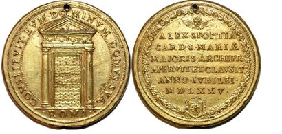 null GREGOIRE XIII (1572-1585) Bronze doré. 48mm. Par Gianfederico Bonzagni. 1575....