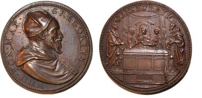 null GREGOIRE XIV (1590-1591) Bronze. 34mm. Par Niccolo de Bonis et Giorgio Rancetti....