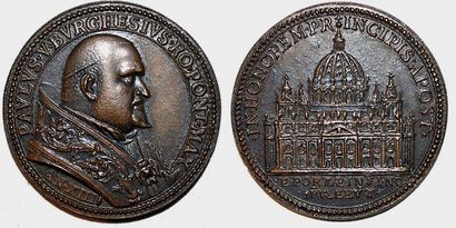 null PAUL V (1605-1621) Bronze. 39mm. Par Giacomo Antonio Moro. 1619. Façade de la...