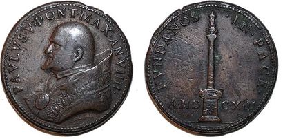 null PAUL V (1605-1621) Bronze. 38mm. Par Giacomo Antonio Moro. 1613. La Statue de...