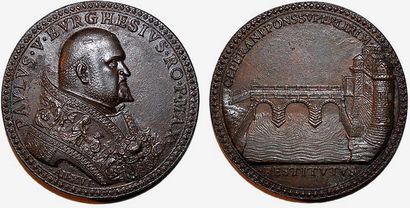 null PAUL V (1605-1621) Bronze. 49mm. Par Giacomo Antonio Moro. 1620. Refrappe par...