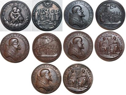null GREGOIRE XV (1621-1644) Lot de 5 médailles bronze de Gregoire XV. 33 à 36mm....