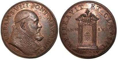 null URBAIN VIII (1623-1644) Bronze. 40mm. 1627. Par gaspare Molo. La porte Sainte...
