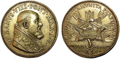 null URBAIN VIII (1623-1644) Bronze doré. 37mm. 1628. par Gaspare Molo. Nouvelle...