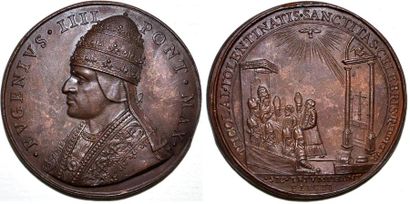 EUGENE IV (1431-1447) Bronze. 43mm. Restitution...