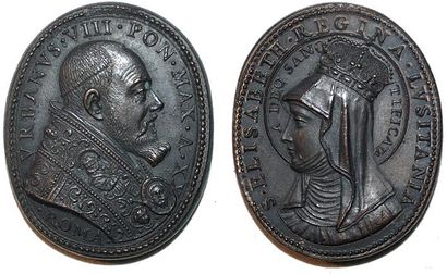 null URBAIN VIII (1623-1644) Bronze. 28mm. 1643. Cannonisation de Sainte Elisabeth...