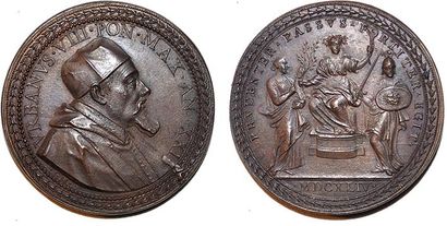 null URBAIN VIII (1623-1644) Bronze. 44mm. 1644. Par Gaspare Morone. Refrappe par...