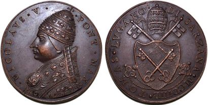 NICOLAS V (1447-1455) Bronze. 43mm. Restitution...