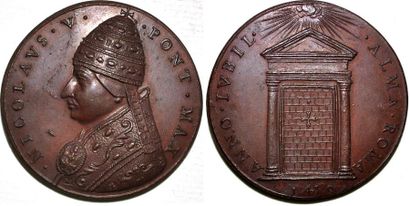 NICOLAS V (1447-1455) Bronze. 44mm. Restitution...