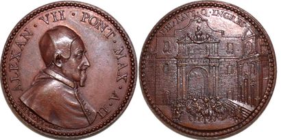 null ALEXANDRE VII (1655-1667) Bronze. 35mm. Par Gaspare Morone. 1656. Visite de...