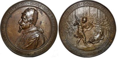 null ALEXANDRE VII (1655-1667) Bronze. 97mm. Par Gioacchino Francesco Travani. 1659....