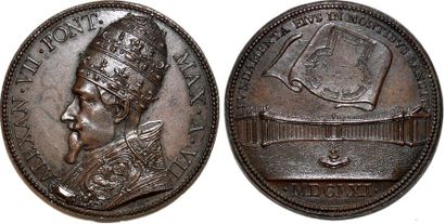 null ALEXANDRE VII (1655-1667) Bronze. 42mm. Par Gaspare Morone. 1661. La colonnade...
