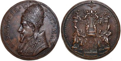 null ALEXANDRE VII (1655-1667) Bronze. 42mm. Par Gaspare Morone. 1662. Les Saints...