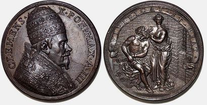 null CLEMENT X (1670-1676) Bronze. 34mm. Par Giovanni Hamerani. 1672. Œuvres de charité...