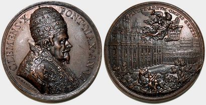 null CLEMENT X (1670-1676) Bronze. 41mm. Par Giovanni Hamerani. 1674. Vue de la colonnade...