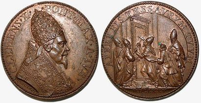 null CLEMENT X (1670-1676) Bronze. 39mm. Par Girolamo Lucenti. 1675. Ouverture de...