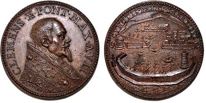 null CLEMENT X (1670-1676) Bronze. 39mm. Par Girolamo Lucenti.1676. Le port de Civitavecchia...
