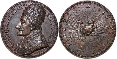 null INNOCENT XI (16676-1689) Bronze. 29mm. Par Giovanni hamerani. 1676. La même...