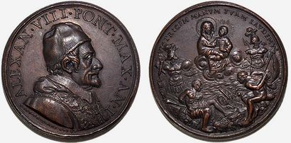 null ALEXANDRE VIII (1689-1691) Bronze. 39mm. Par Guiseppe Ortolani. 1690. Victoire...