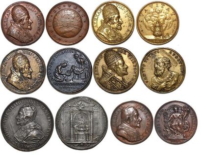 null SEDE VACANTE Bronze. 31mm. Par Giovanni Hamerani. 1691. Bustes de Saint Pierre...