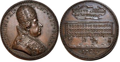 null CLEMENT XI (1700-1721) Bronze. 51mm. Par Giovanni Hamerani. 1704. Souvenir de...