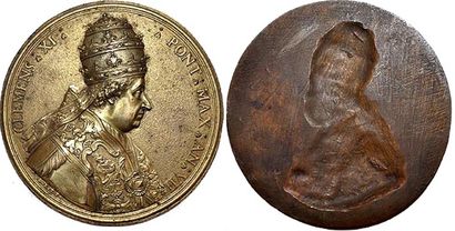 null CLEMENT XI (1700-1721) Bronze uniface. 130mm. Par Charles Claude Dubut. 1707.Buste...