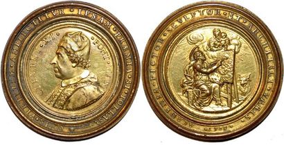 null CLEMENT XI (1700-1721) Bronze doré. 63mm. Par E. et G. Hamerani. 1708. Prix...